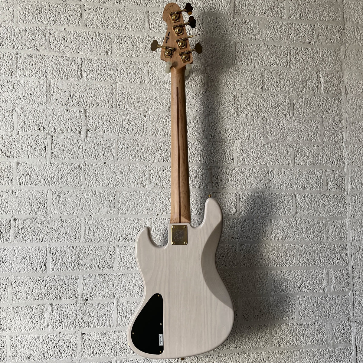 Atelier Z JHJ-265 Custom 5-string bass in Transparent White with gold hardware back view