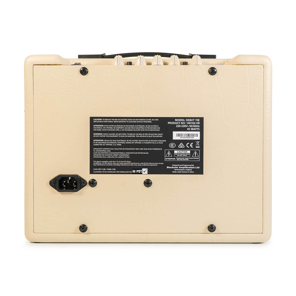 blackstar debut 15e electric guitar amplifier cream back view