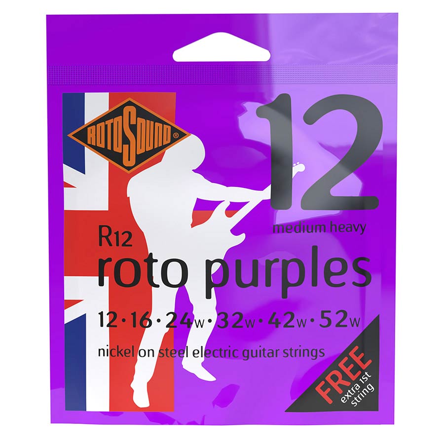 rotosound r12 nickel wound electric guitar strings 12-52