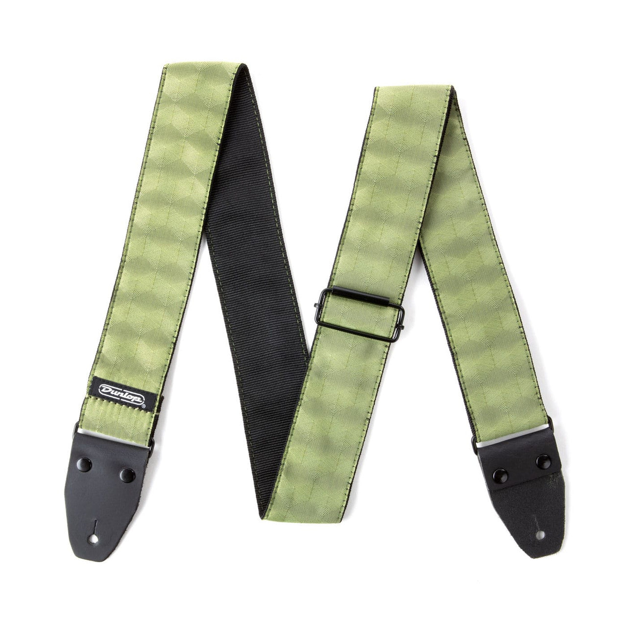 dunlop jacquard hexagon echo olive guitar strap