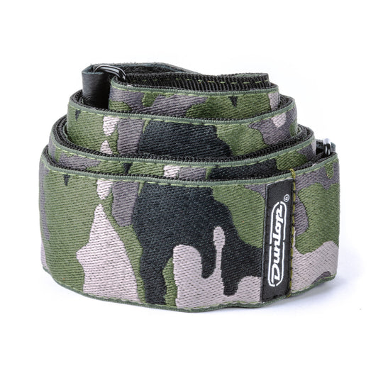 dunlop jacquard ranger green guitar strap coiled