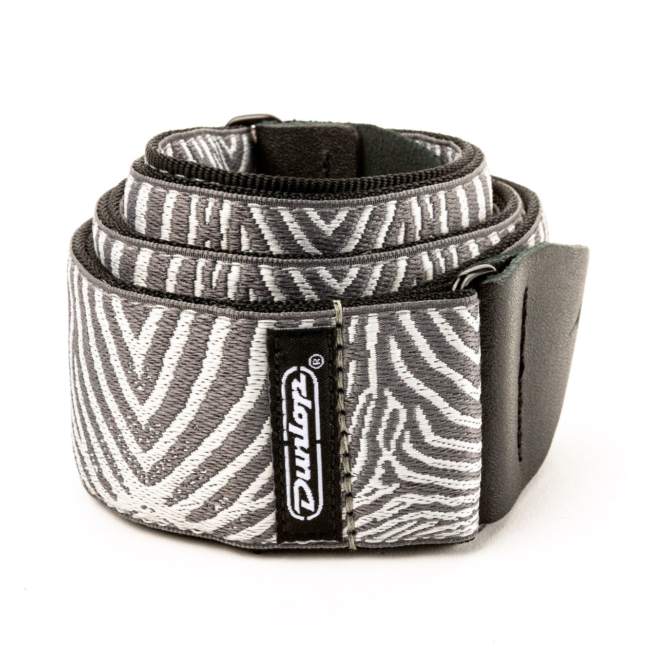 dunlop jacquard zebra cadabra guitar strap coiled