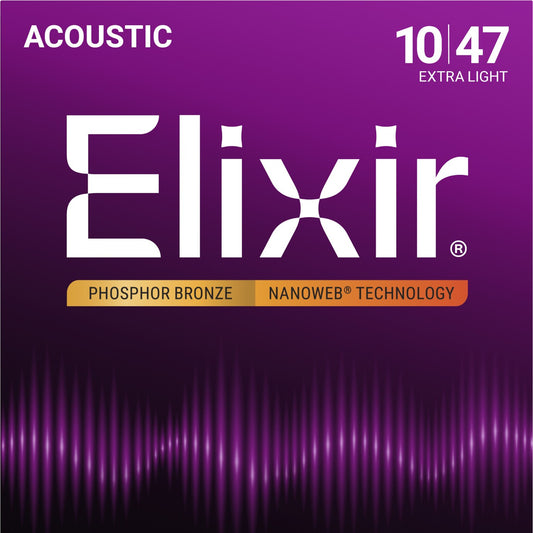 elixir nanoweb phosphor bronze acoustic guitar strings 10-47