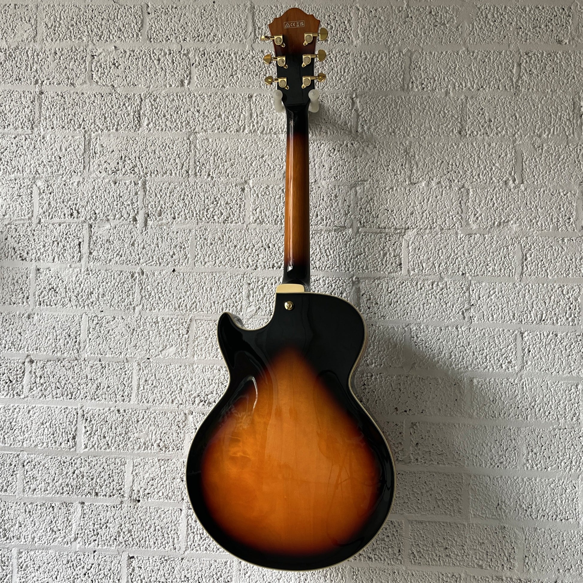 ibanez ag75g brown sunburst hollow body electric guitar back view