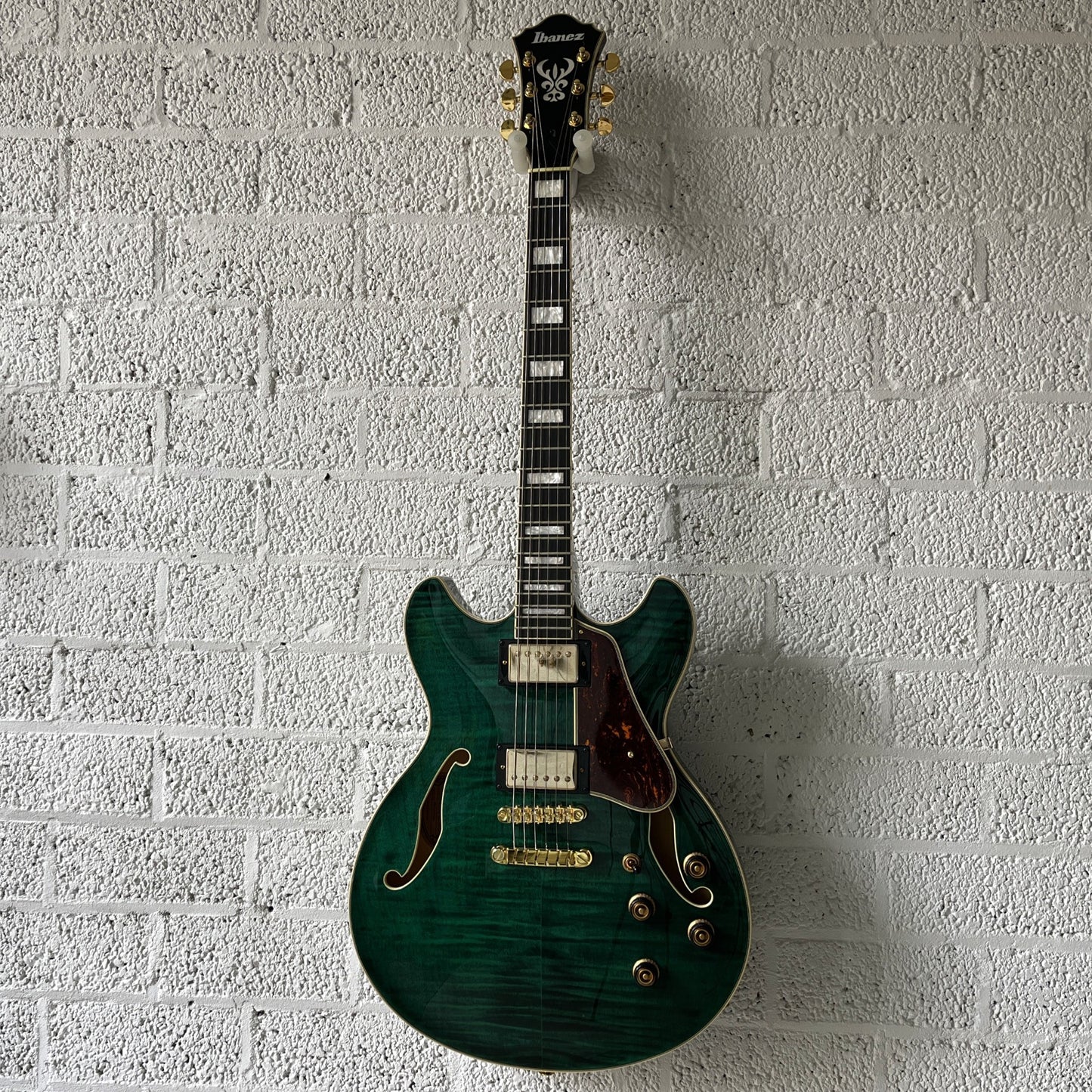 ibanez as93fm transparent moss green semi-hollow electric guitar