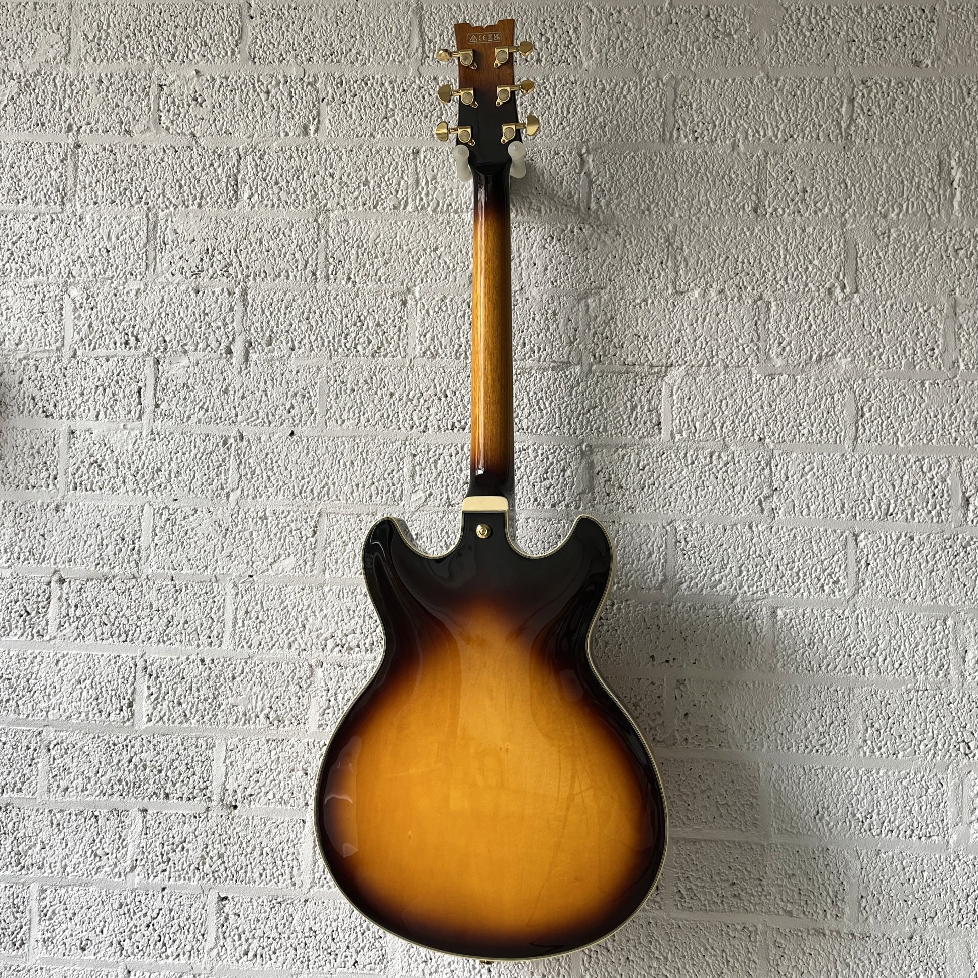 ibanez jsm10em john scofield two tone burst semi-hollow electric guitar back view