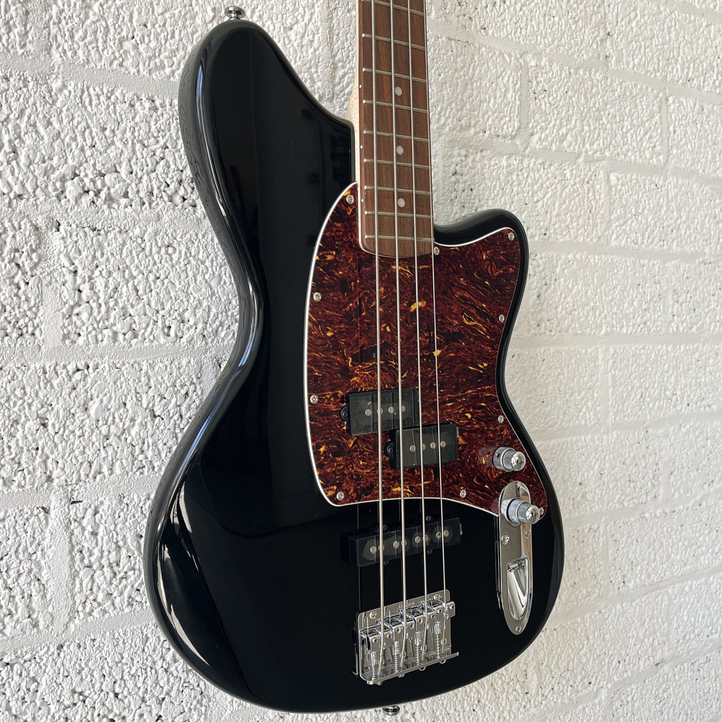 Ibanez TMB100 Talman electric bass in Black body angled view