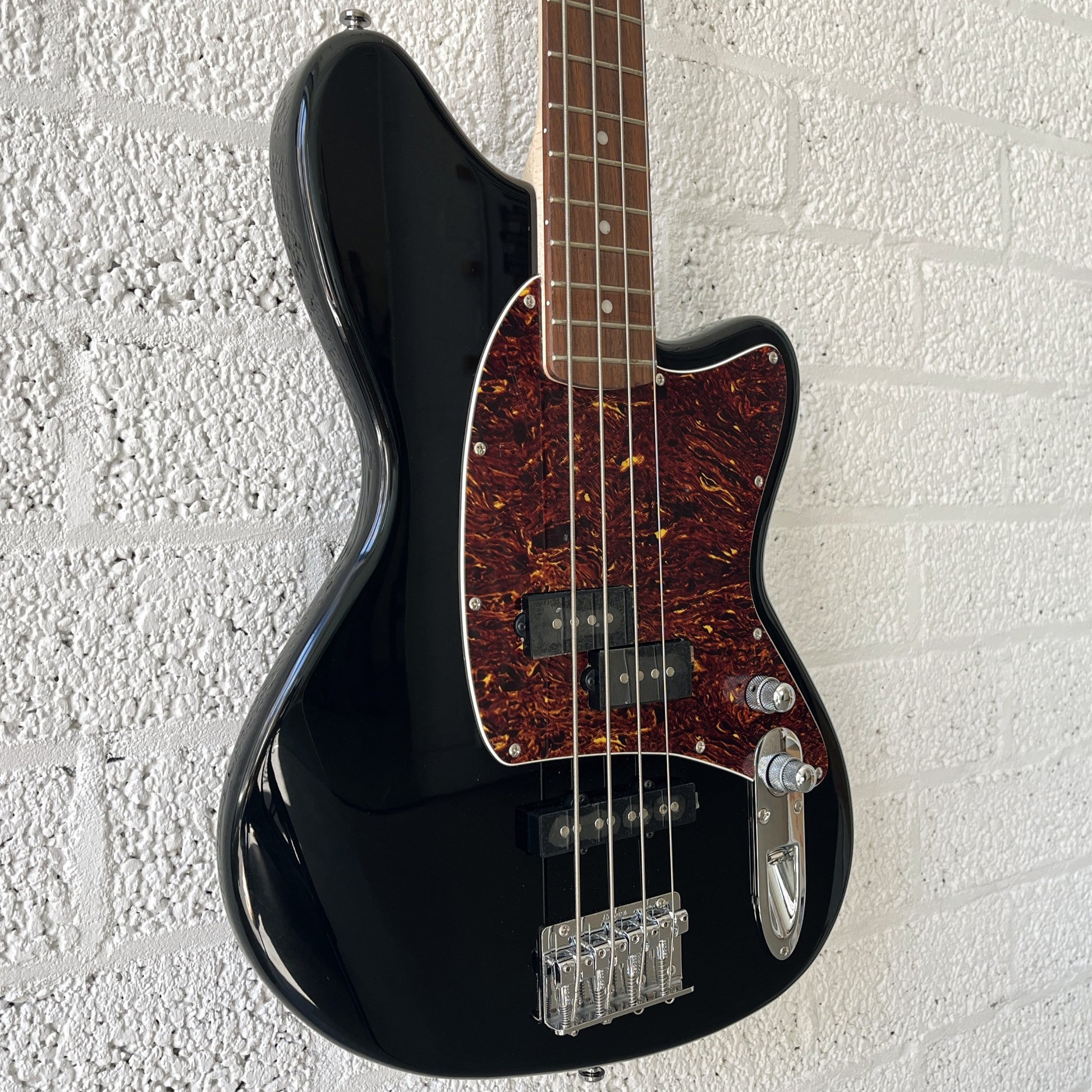 Ibanez TMB100 Talman electric bass in Black body angled view