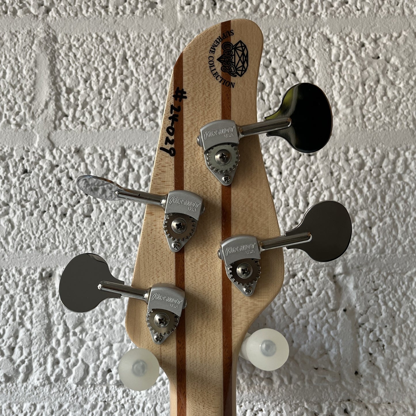 oopegg stormbreaker bass charcoal frost headstock back view