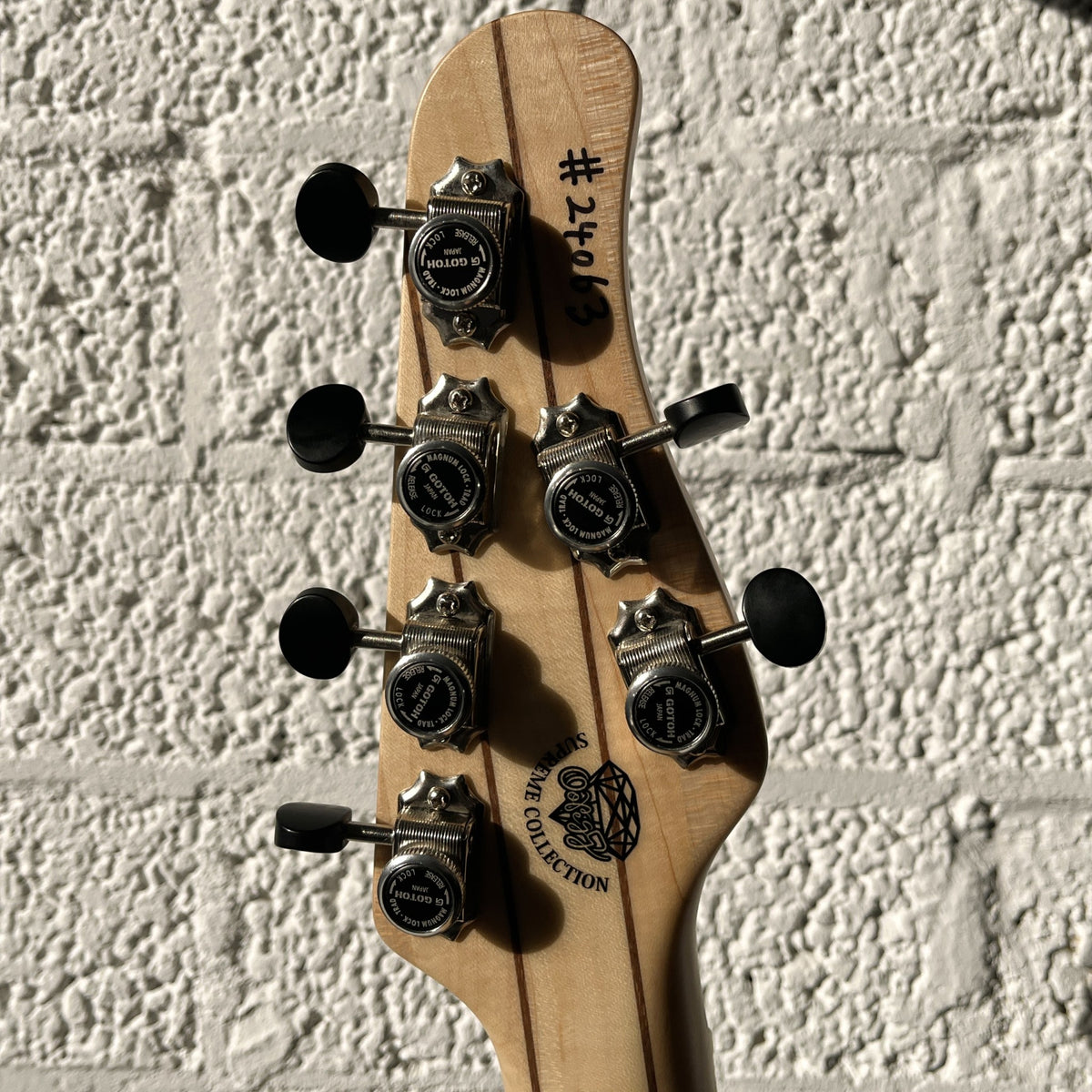 oopegg trailbreaker mk2 limited edition 3-tone sunburst headstock back view