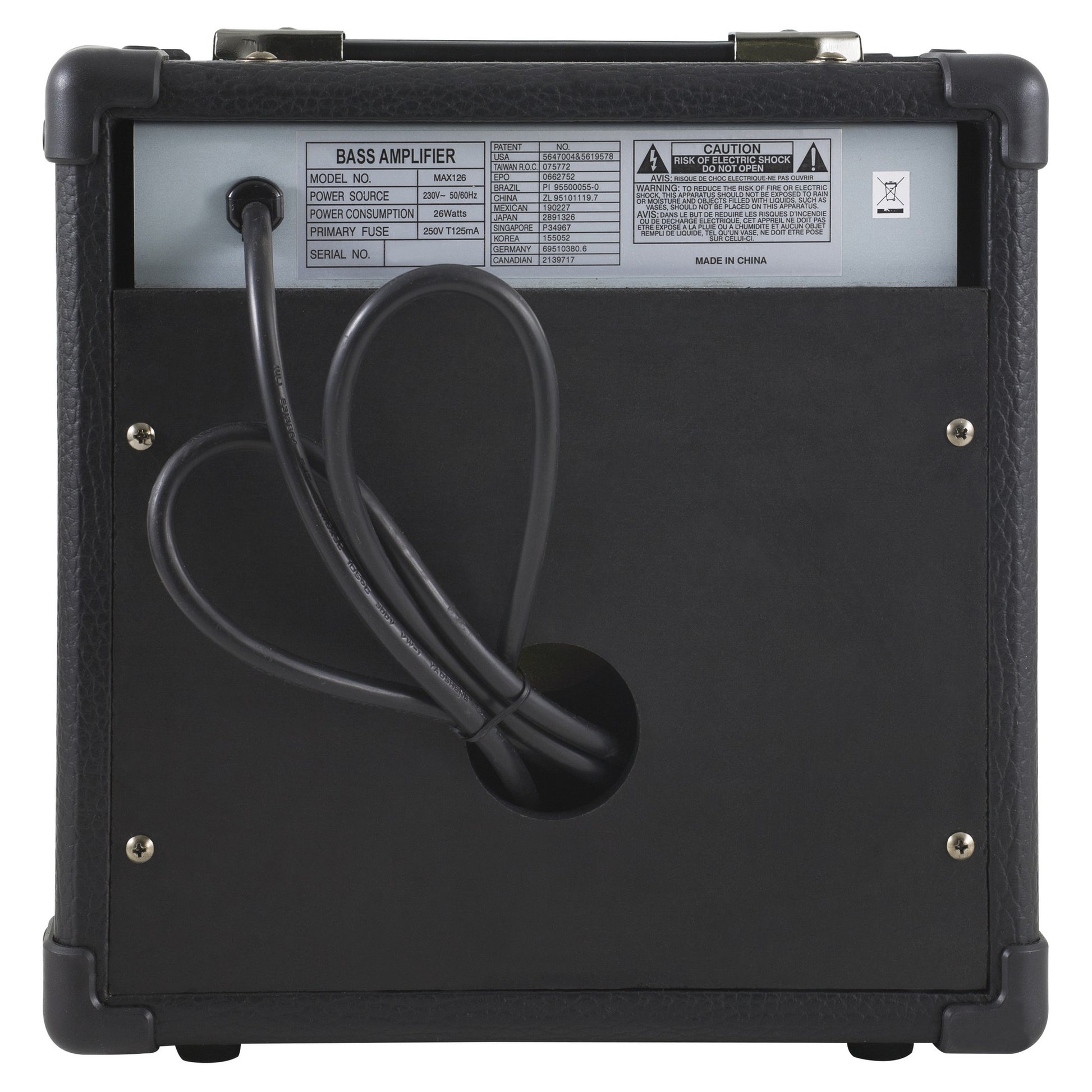 peavey max 126 bass combo amp 10w back view