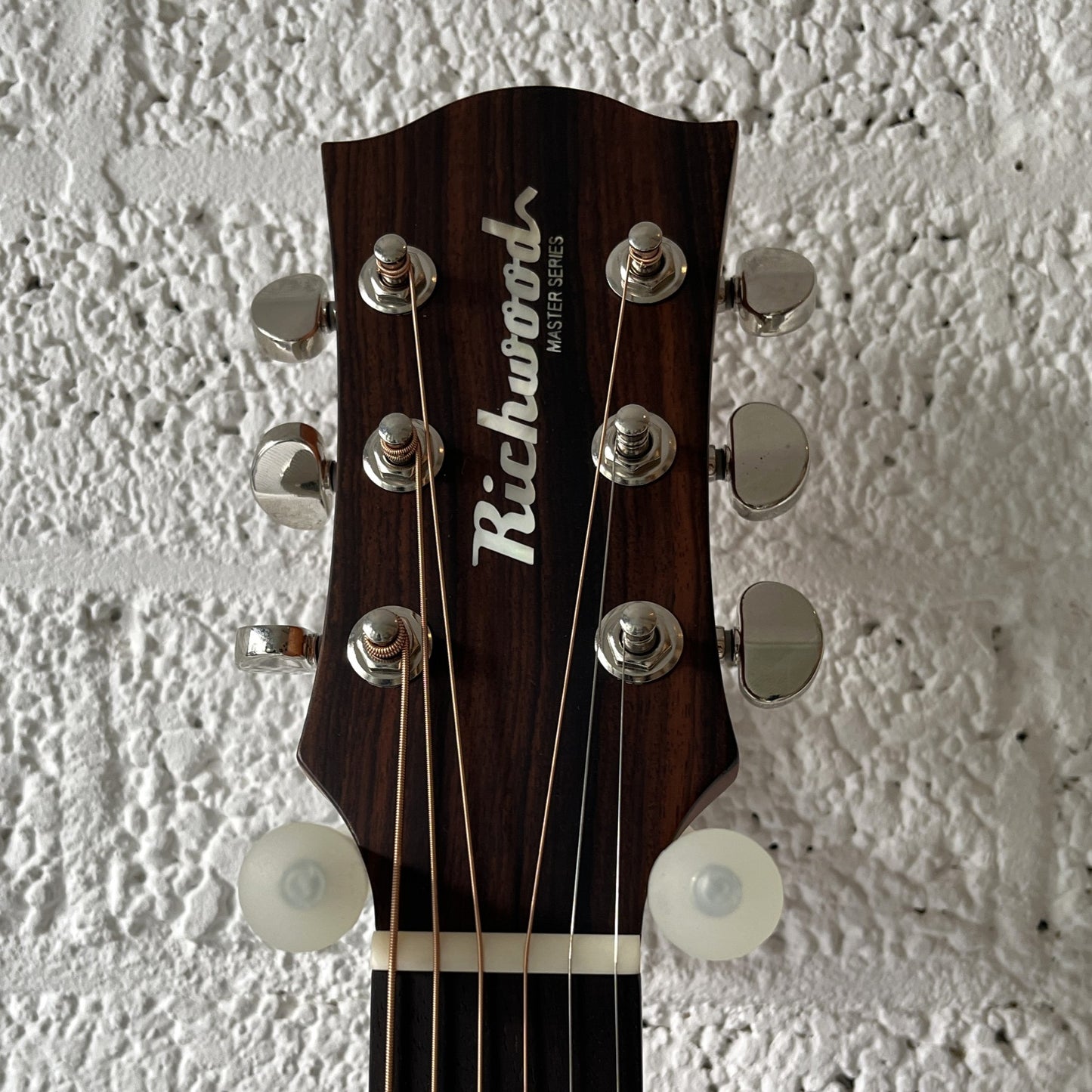 richwood d20e master series handmade dreadnought electro acoustic guitar headstock