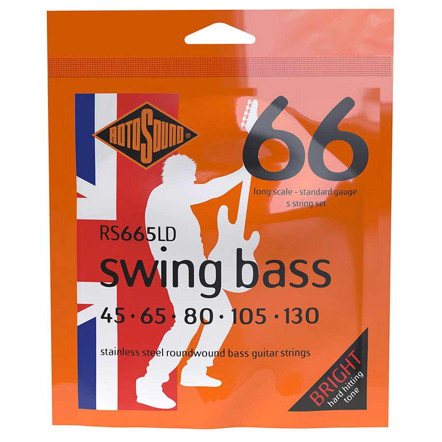 rotosound rs665lc swing bass 66 5-string electric bass strings 45-130