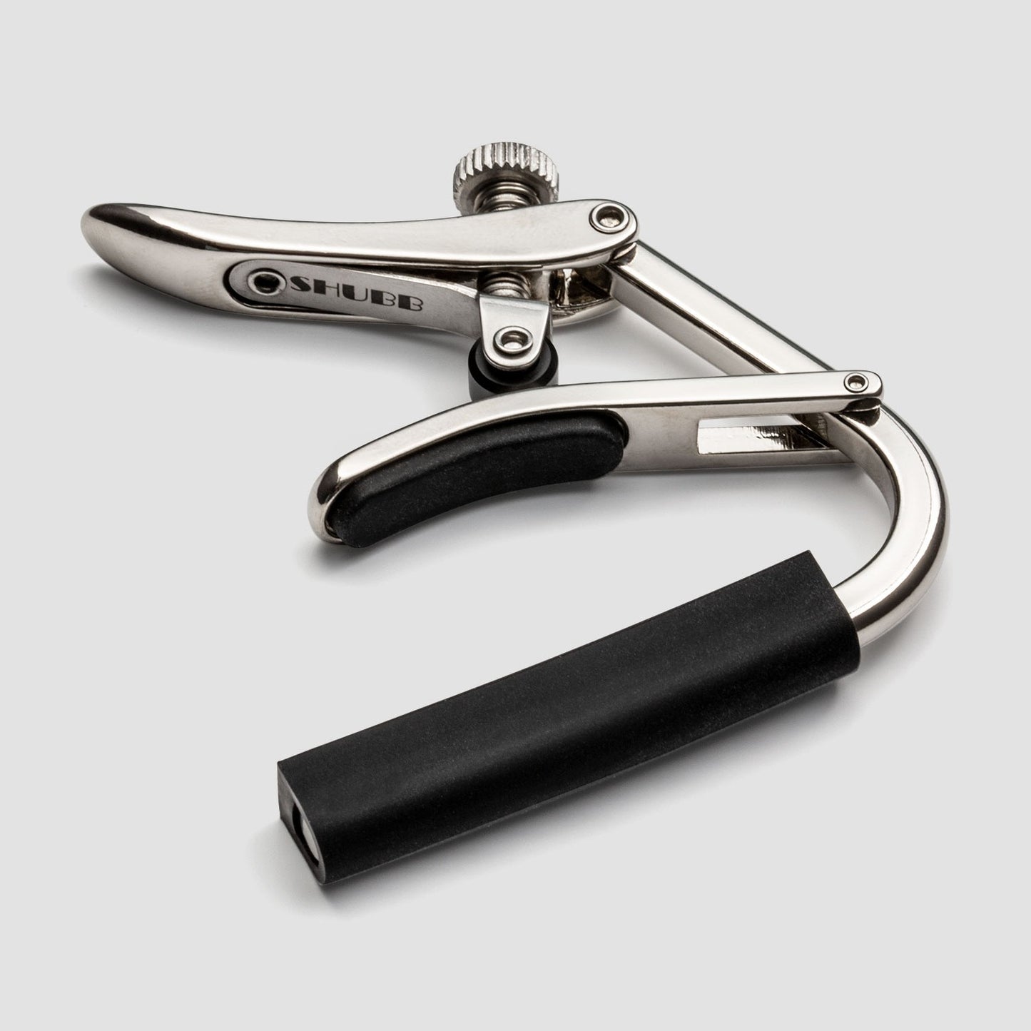 shubb shc c1 standard capo steel string guitar angled view