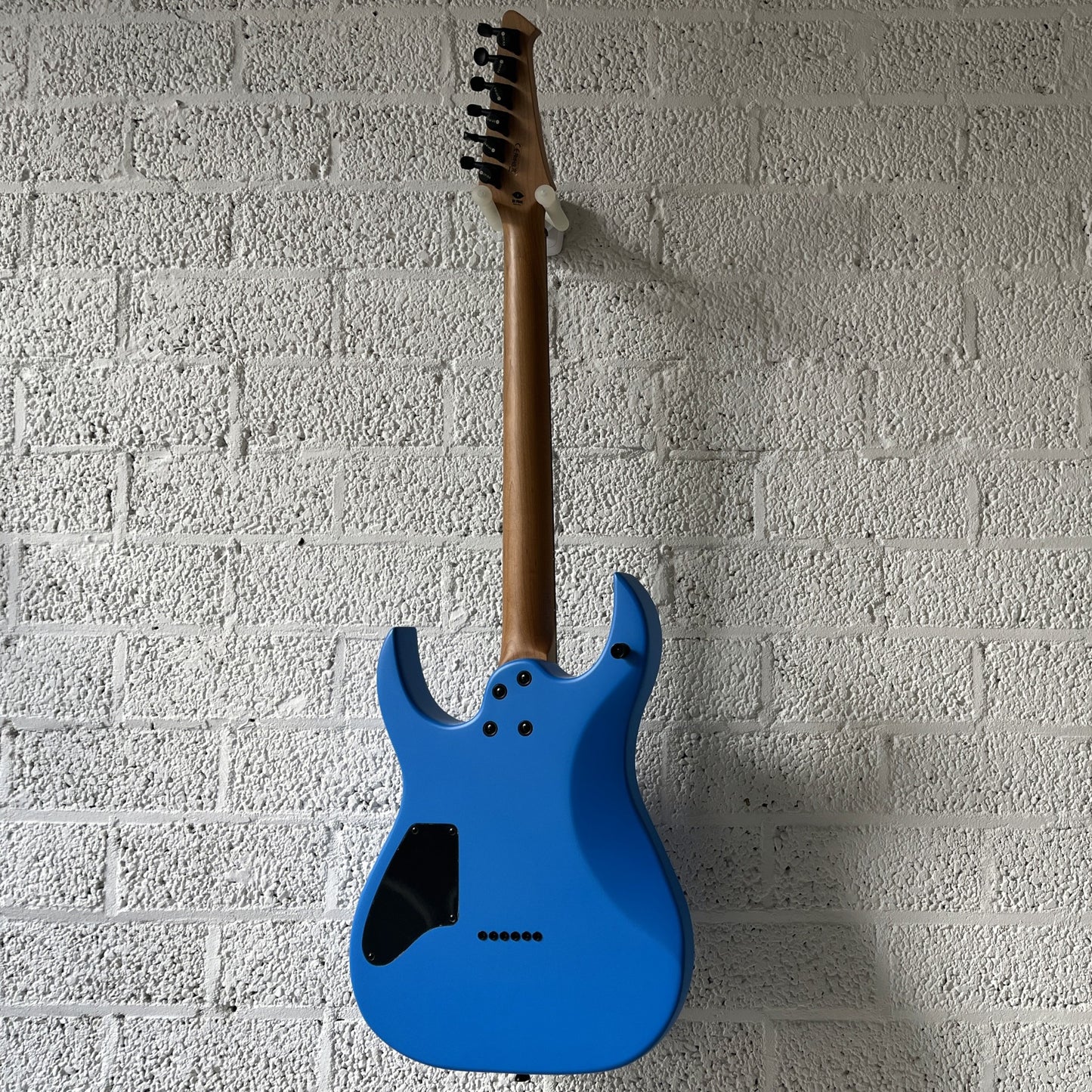 spira s-400 satin blue electric guitar back view