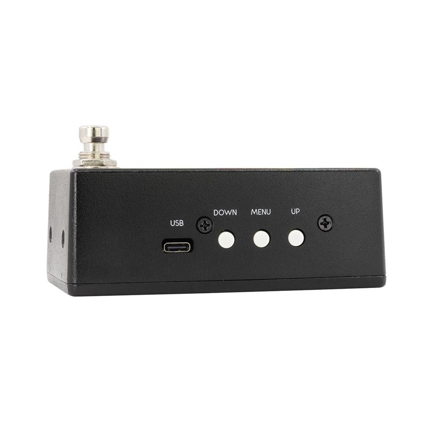 walrus audio canvas tuner pedalboard tuner right side showing menu navigation and usb connection